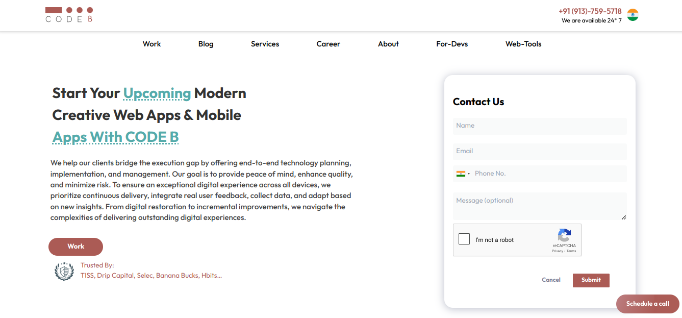 a snapshot of the company mentioned under the list of top best hybrid app development companies from India in 2025